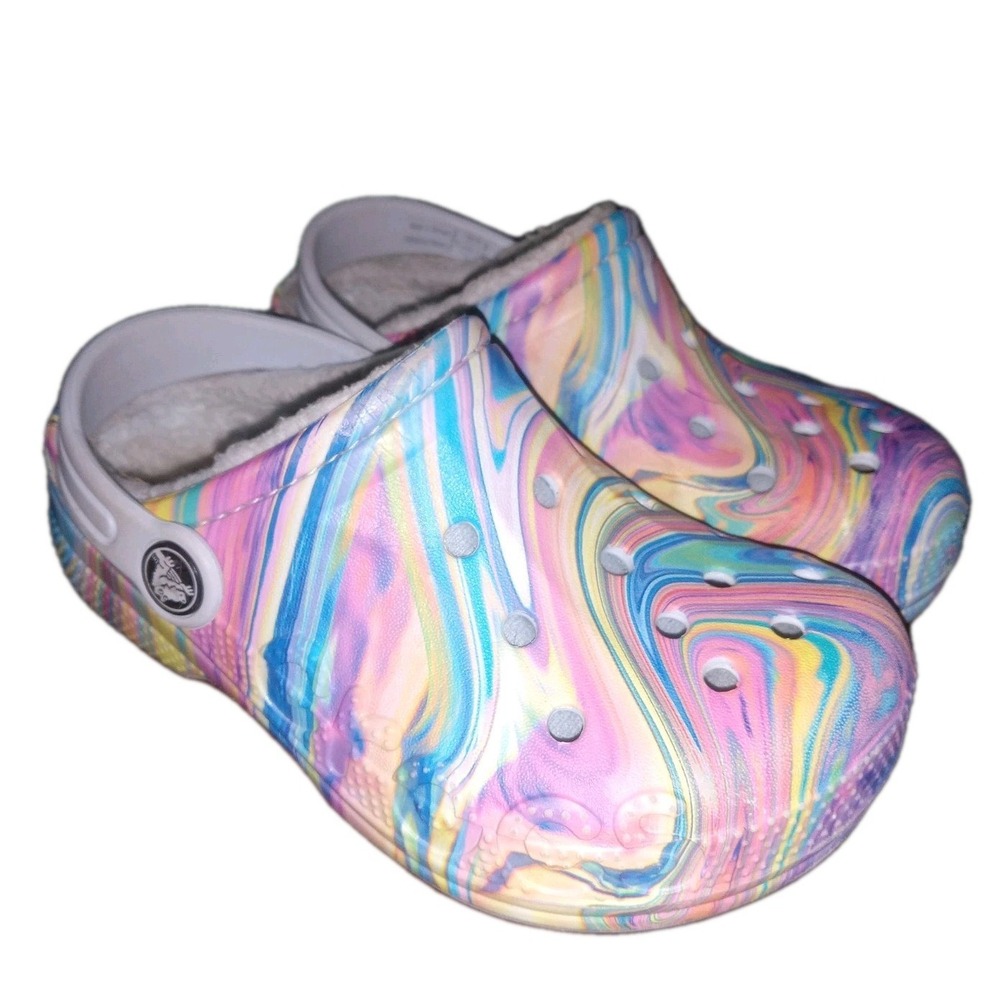 Crocs Kids Unisex Baya Fleece Lined Solarized Mineral Blue Slip On‎ Sandals C11